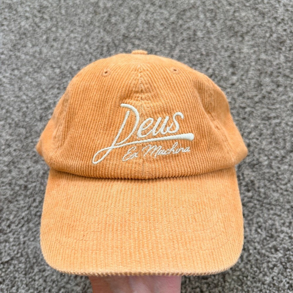 Deus Ex Machina Hat Orange Corduroy Embroidered Snapback Speciality Dad Cap